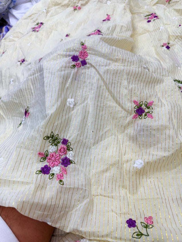 Most Premium Pure Cotton Hakuba Chikankari Fabric (Big WIDTH!!)