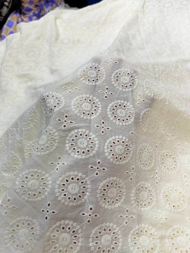 Most Premium Pure Cotton Hakuba Chikankari Fabric (Big WIDTH!!)