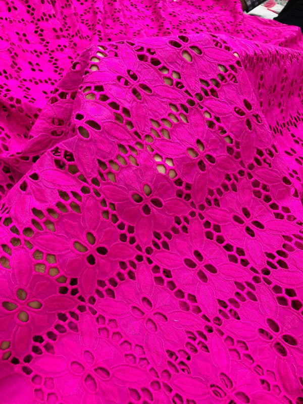 Premium Fine GPO LACEWORK Hakuba Chikan Work On Pure Cotton FABRIC (Big WIDTH!!)