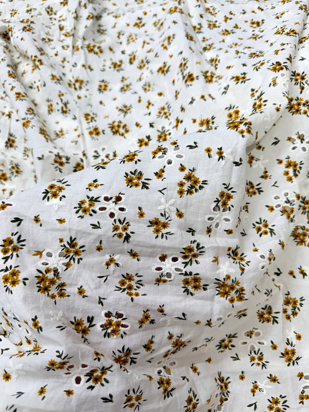 Most Premium Pure Cotton Hakuba Chikankari Printed Fabric (Big WIDTH!!)