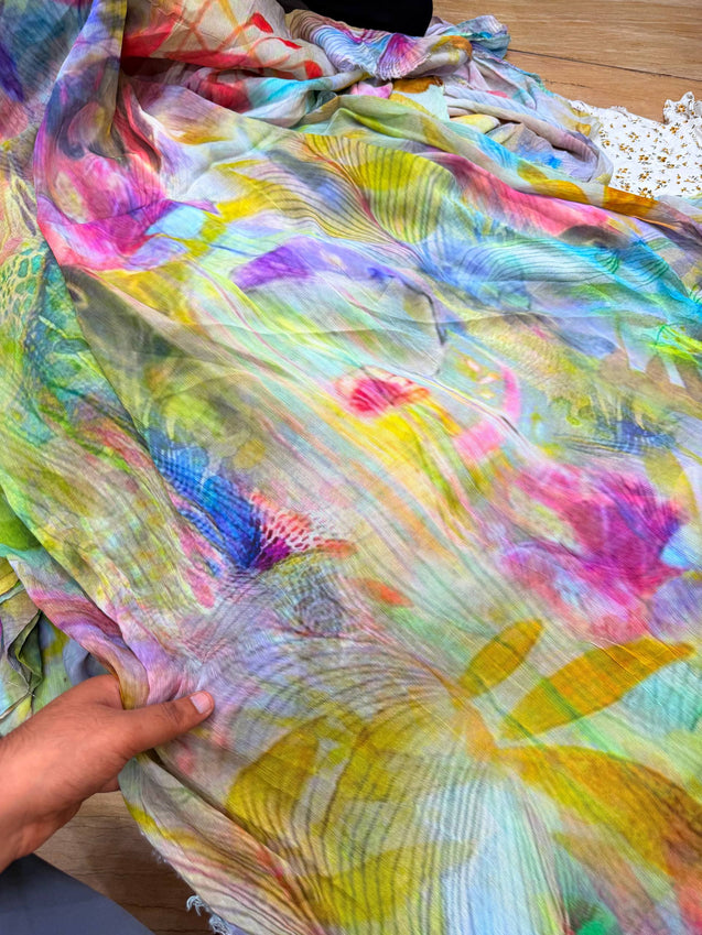 Most Premium Pure Chiffon Chinon FABRIC With Digital PRINTED