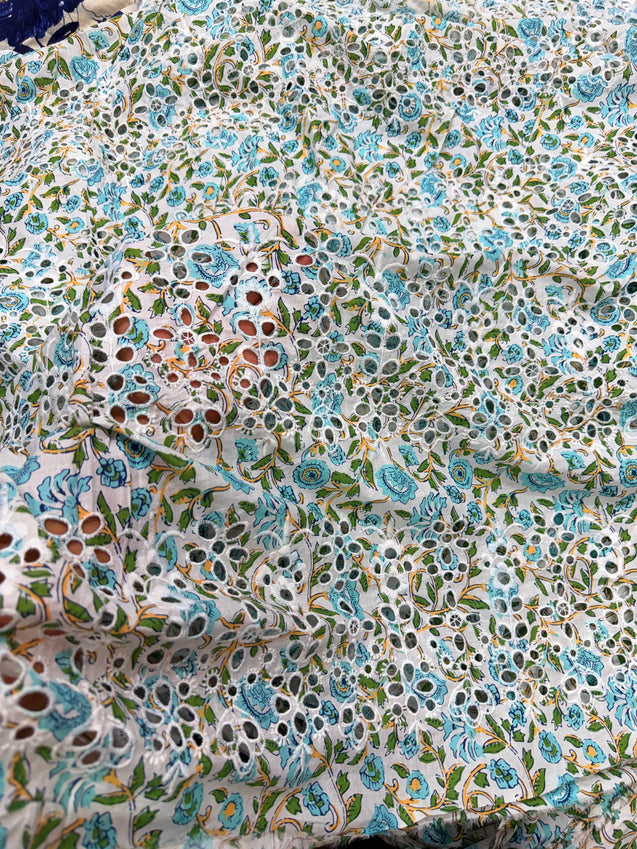 Most Premium Pure Cotton Hakuba Chikankari Printed Fabric (Big WIDTH!!)