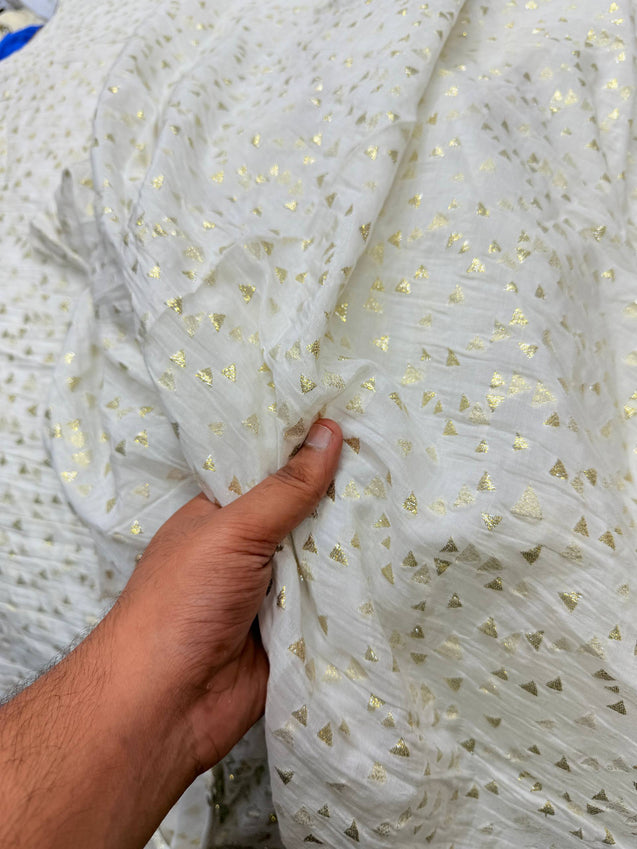 Premium BANARASI Dola Silk Pure DYEABLE Fabric  (Big WIDTH!!)