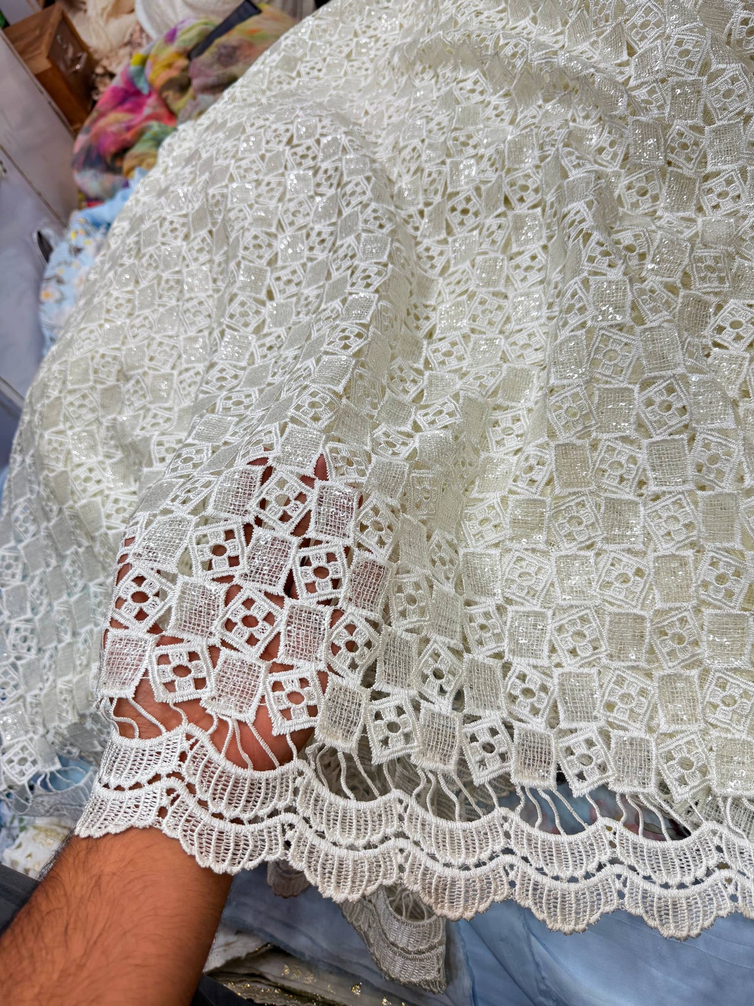 Most Premium Pure Imported Crosia Sequin FABRIC (Big WIDTH!!) (Dyeable Also)