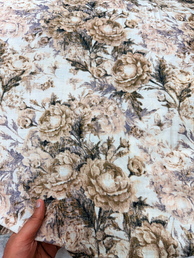 Most Premium BRANDED Pure LINEN Cotton PRINTED FABRIC (Big WIDTH!!)