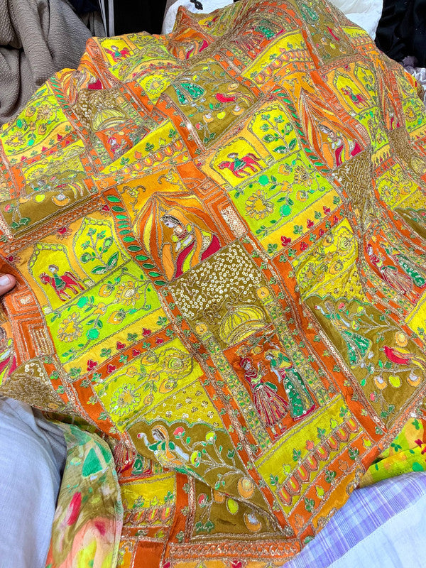 Most Premium RAJA RANI Design On Natural Crepe FABRIC