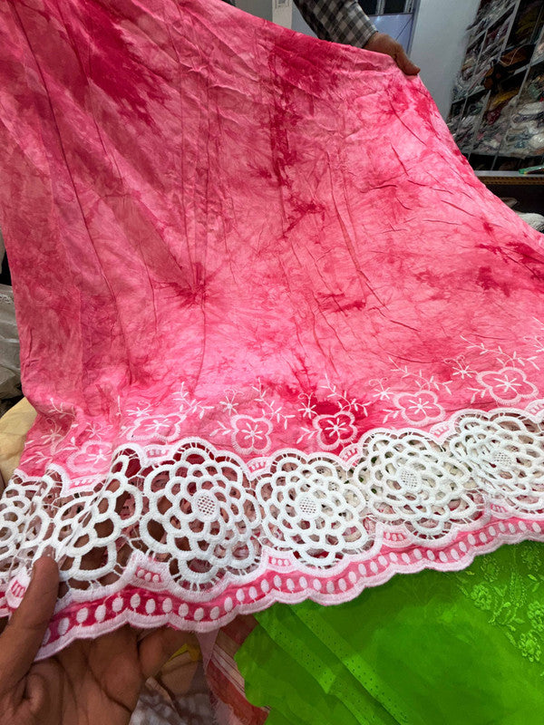 Premium Fine GPO LACEWORK Hakuba Chikan Work On Pure Cotton FABRIC (Big WIDTH!!)