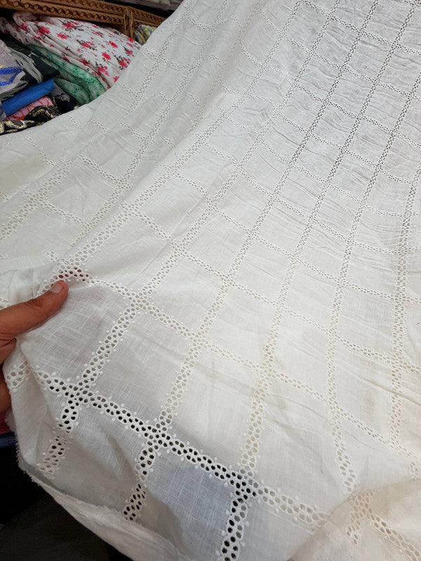Most Premium Pure Linen Cotton Hakuba Work - DYEABLE ALSO (Big Width)