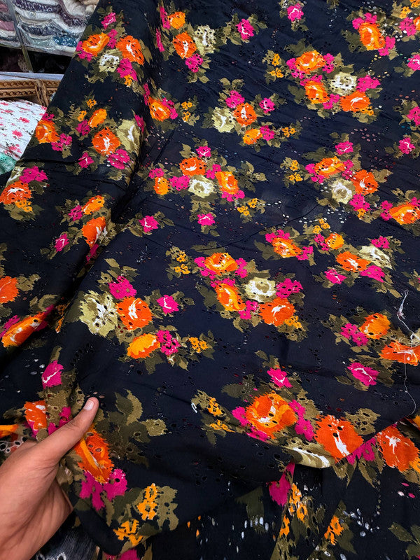Most Premium Pure Hakuba Chikankari PRINTED Cotton Fabric (Big WIDTH!!)