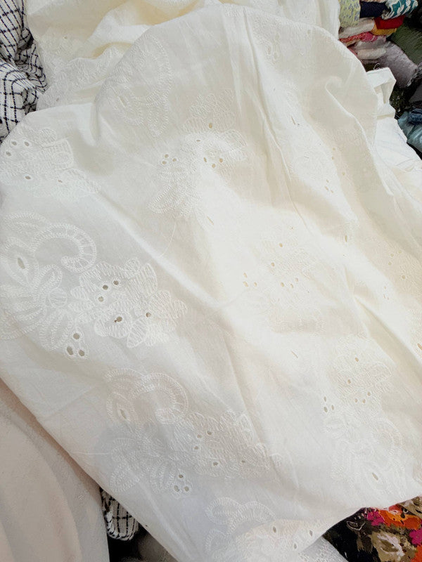 Most Premium Pure Cotton Hakuba Chikankari Fabric (Big Width) (Dyeable Also)