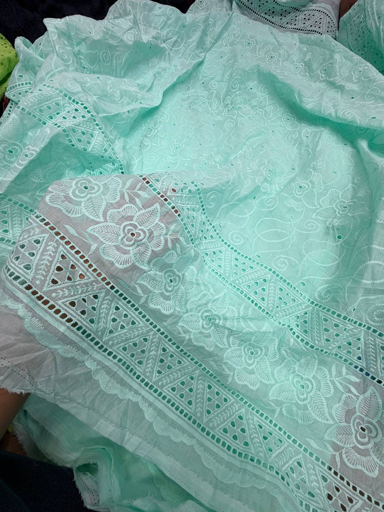 Most Premium Pure Cotton Hakuba Chikankari Fabric (Big WIDTH!!)