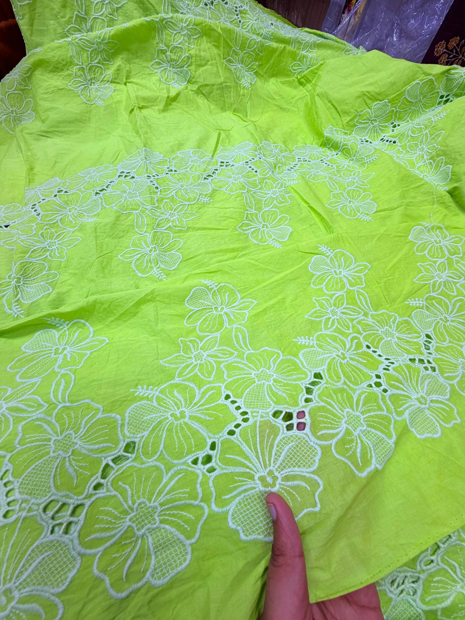 Most Premium Pure Cotton Hakuba Chikankari Fabric (Big WIDTH!!)