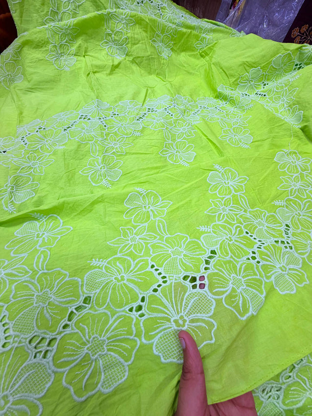 Most Premium Pure Cotton Hakuba Chikankari Fabric (Big WIDTH!!)