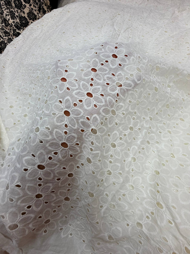 Most Premium Pure Cotton Hakuba Chikankari Fabric (Big WIDTH!!) (Dyeable Also)