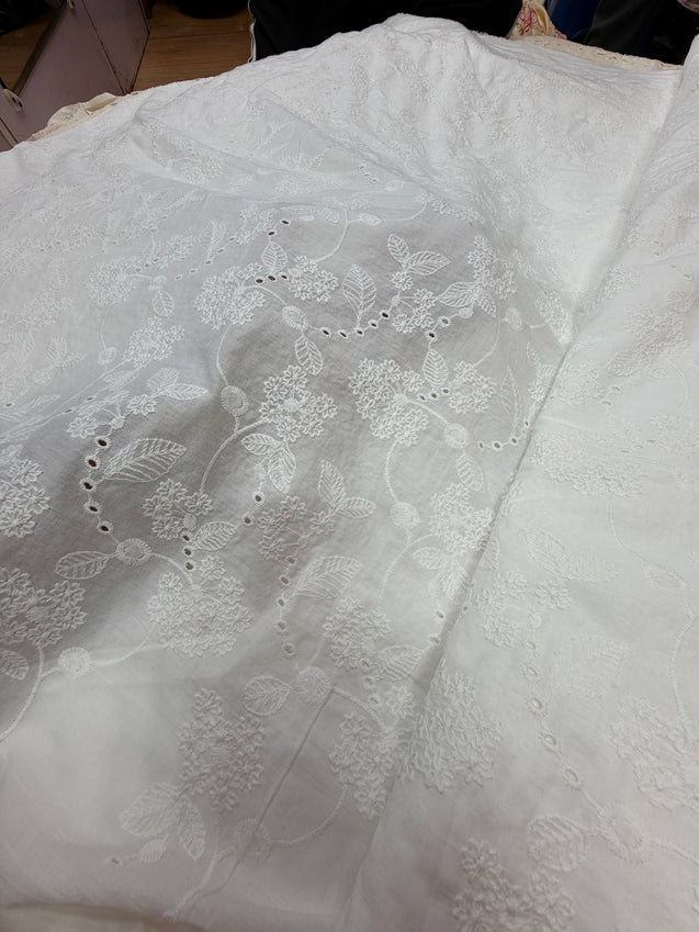 Most Premium Pure Cotton Hakuba Chikankari Fabric (Dyeable Also)