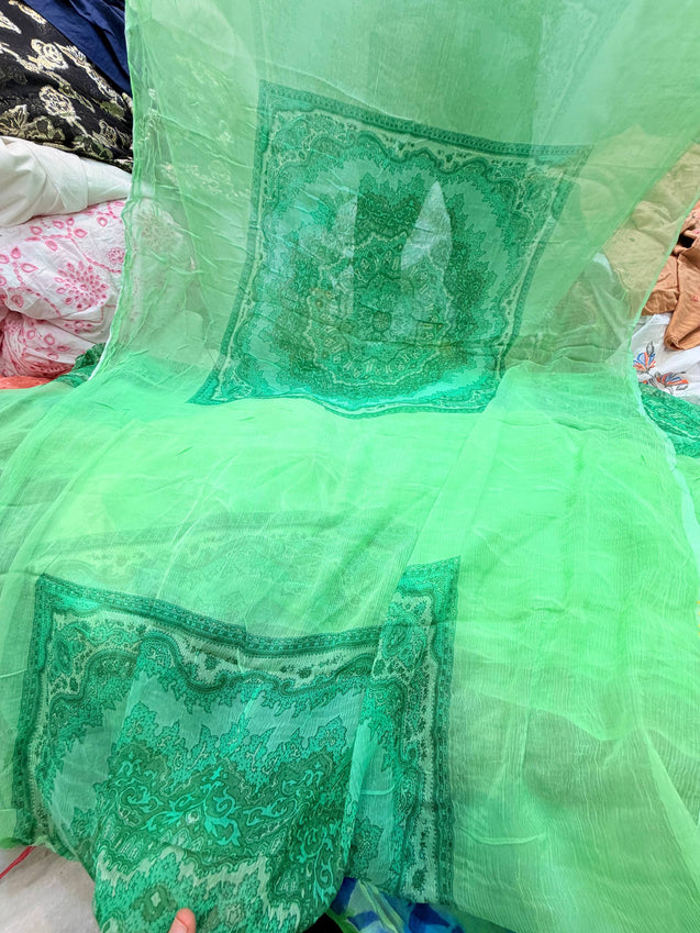 Most Premium Pure Chiffon Chinon FABRIC With Digital PRINTED