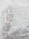 Premium Fine Hakuba Chikan Work On Pure Cotton FABRIC (Big WIDTH!!) (Dyeable Also)
