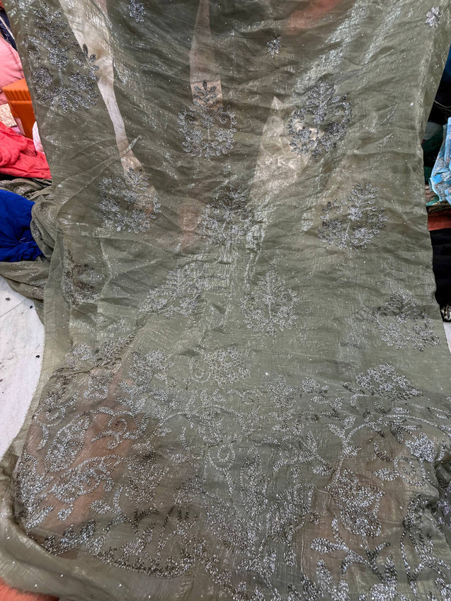 Premium Fendy Silk Organza FABRIC With Fine Embroidery