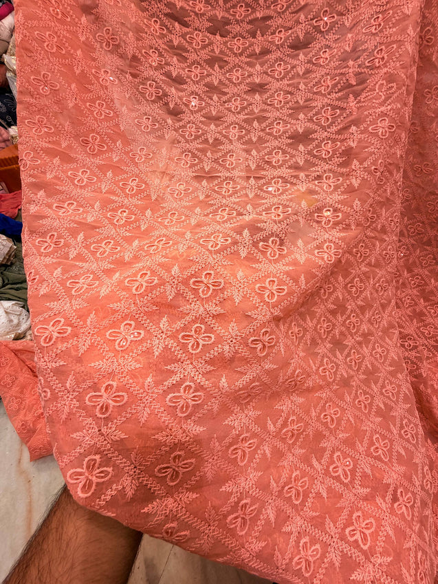 Most Premium Lucknowi Chikankari Work On Georgette FABRIC