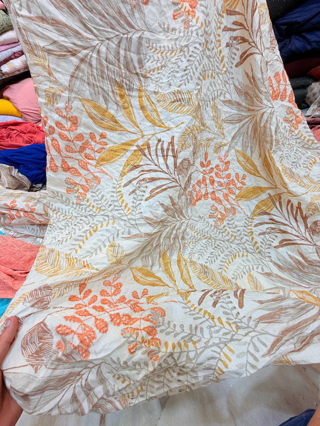 Most Premium BRANDED Pure LINEN SATIN Cotton PRINTED FABRIC (Big WIDTH!!)