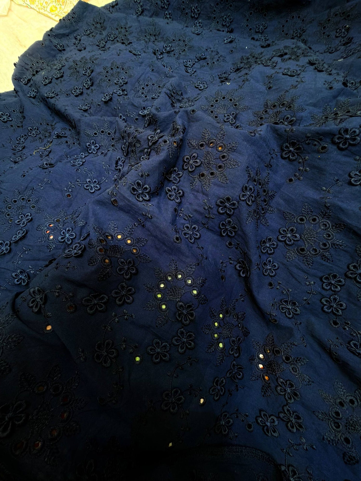 Premium Fine 3D Flower With Chikankari On Pure Cotton FABRIC (Big WIDTH!!)