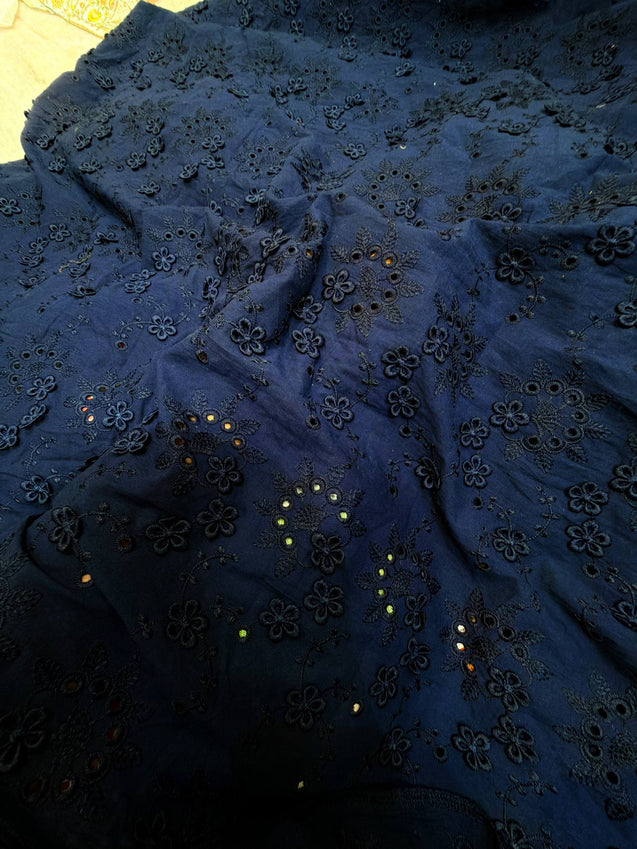 Premium Fine 3D Flower With Chikankari On Pure Cotton FABRIC (Big WIDTH!!)