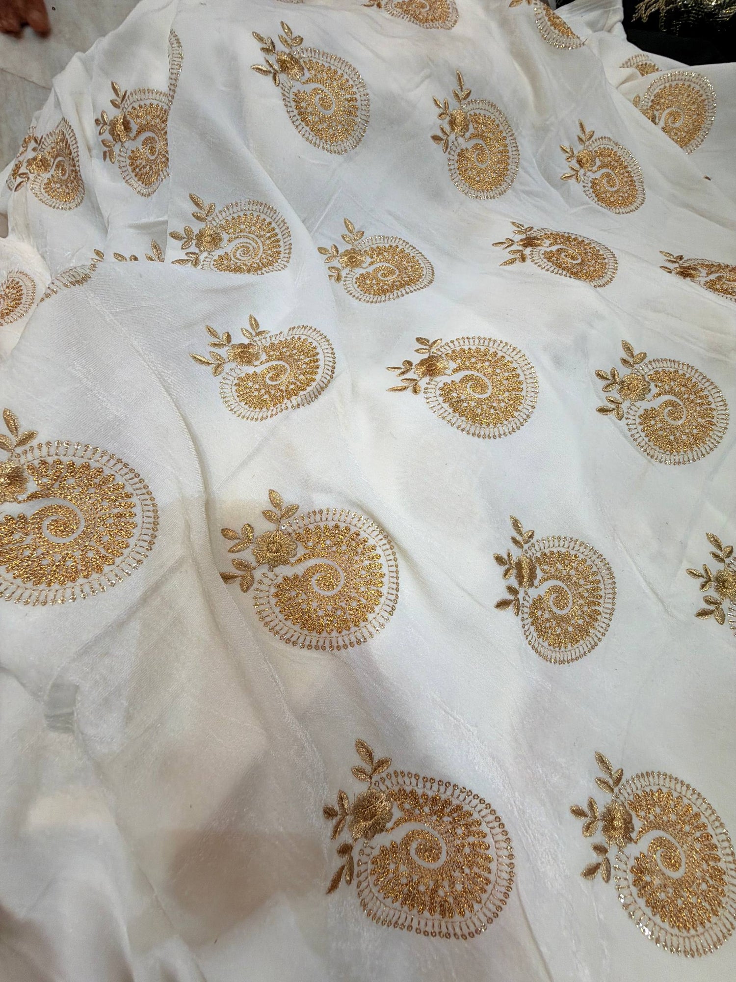 Most Premium Pure Viscose Velvet Embroidery Sequin FABRIC (Dyeable Also)