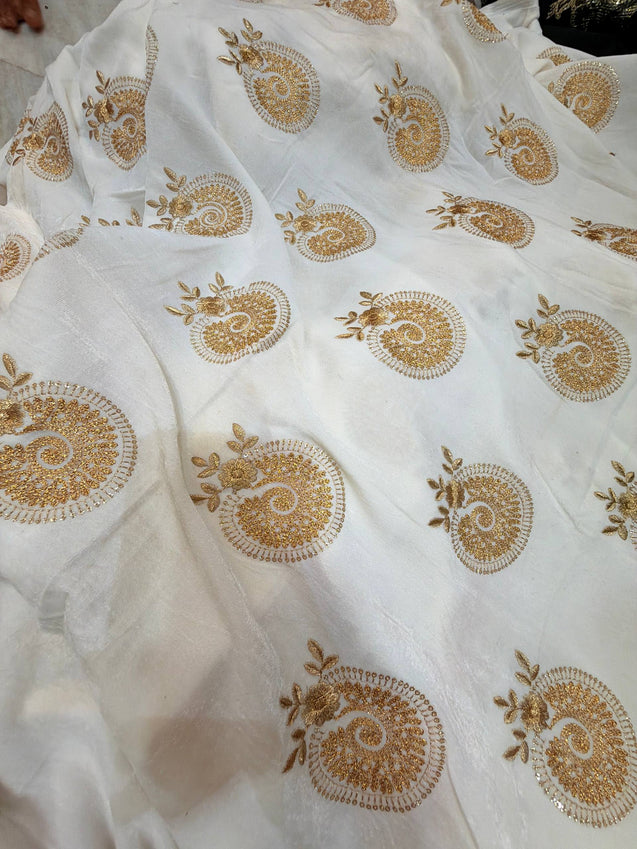 Most Premium Pure Viscose Velvet Embroidery Sequin FABRIC (Dyeable Also)