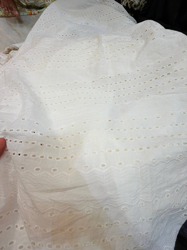 Most Premium Pure Cotton Hakuba Chikankari Fabric (Big Width) (Dyeable Also)
