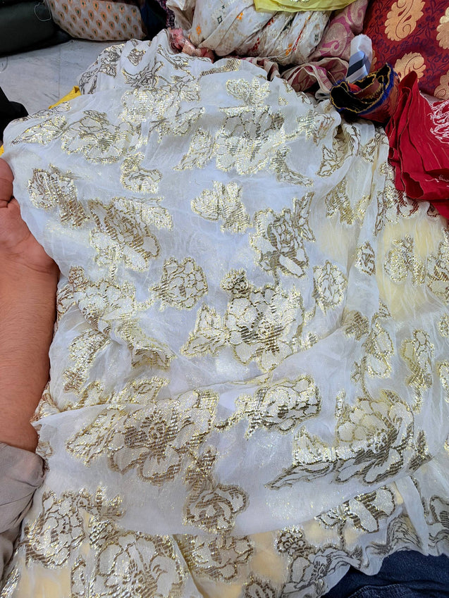 Most Premium Pure Georgette Banarasi Zari FABRIC (Big WIDTH!!) (Dyeable Also)
