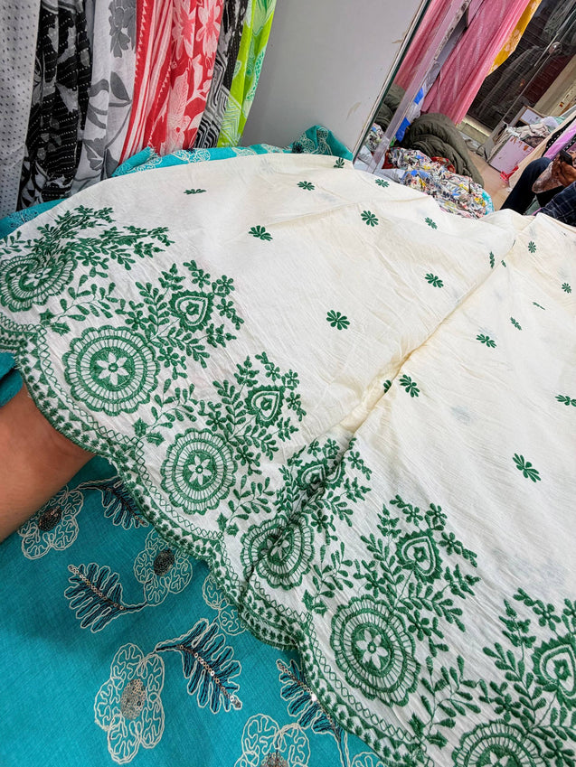 Most Premium Pure Cotton Hakuba Chikankari Fabric (Big WIDTH!!)