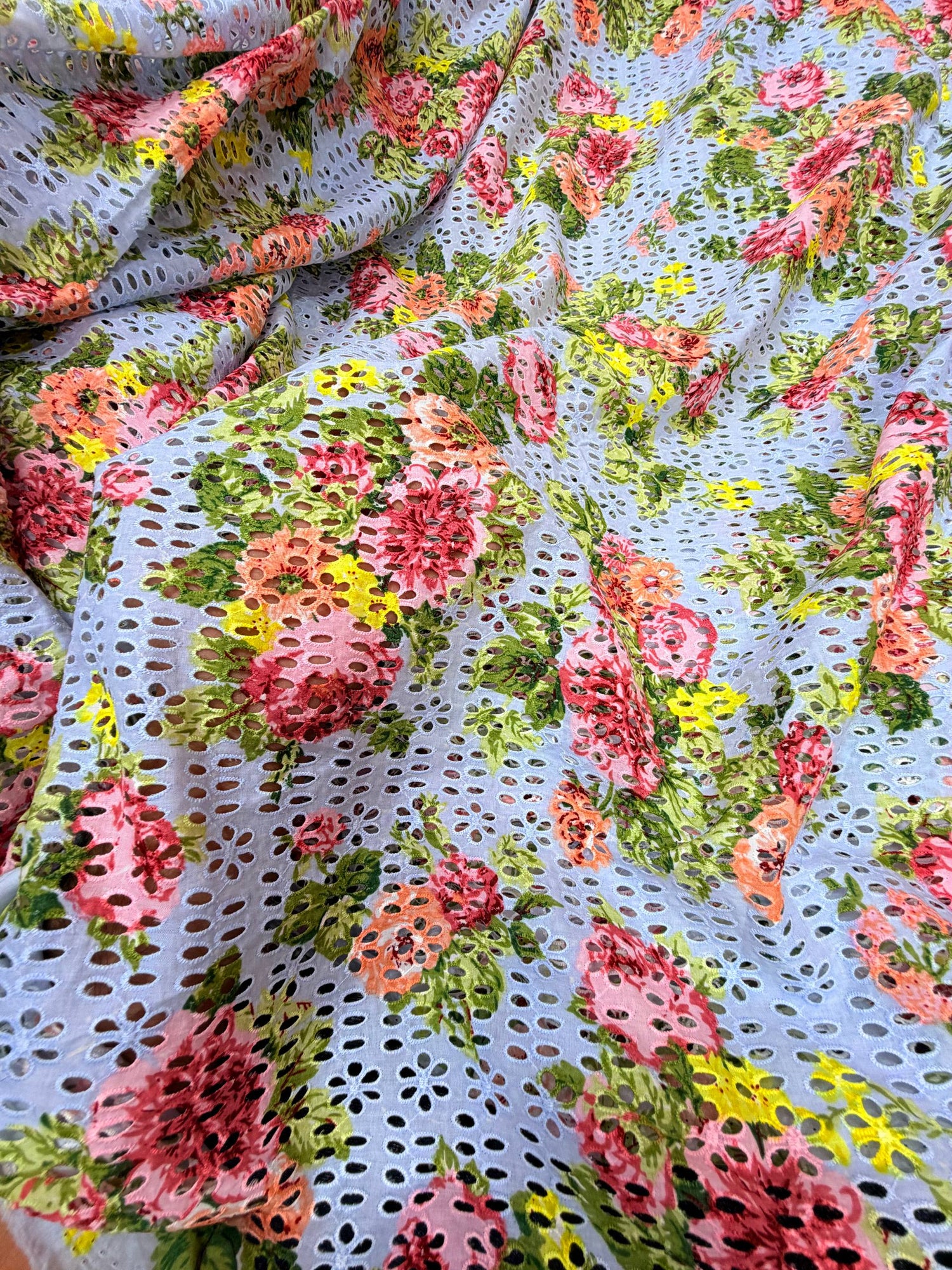 Most Premium Pure Mul Cotton Hakuba Chikankari Printed Fabric (Big WIDTH!!)