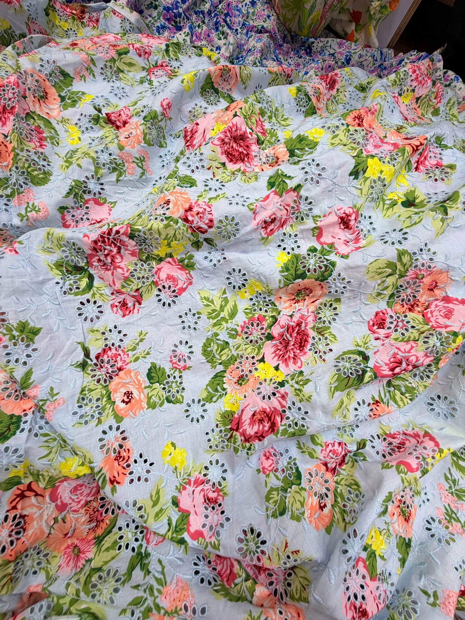 Most Premium Pure Mul Cotton Hakuba Chikankari Printed Fabric (Big WIDTH!!)