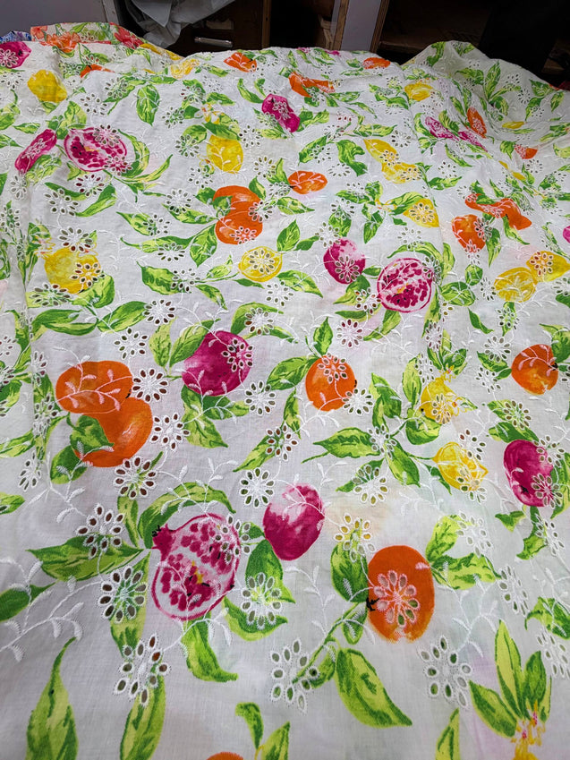 Most Premium Pure Mul Cotton Hakuba Chikankari Printed Fabric (Big WIDTH!!)