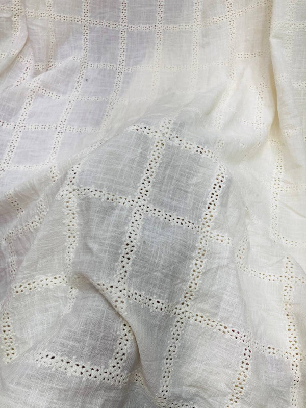 Premium Fine GPO LACEWORK Hakuba Chikan Work On Pure Cotton FABRIC (Big WIDTH!!) (Dyeable Also)
