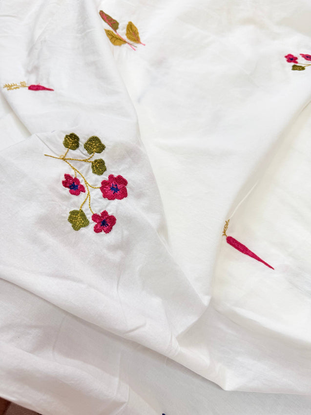 Most Premium Pure Fine Thread Embroidery On Cotton FABRIC (Big WIDTH!!)