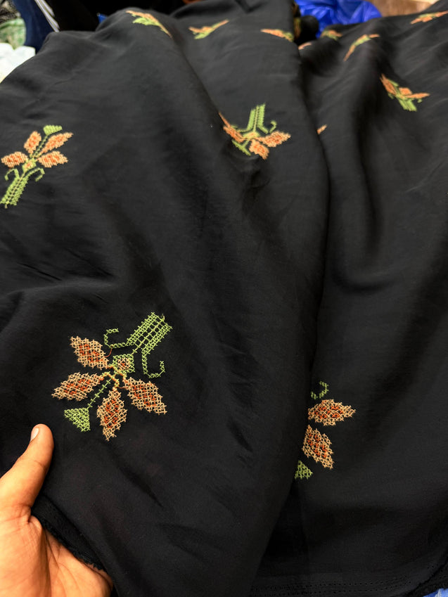 Most Premium Pure Muslin Cotton FABRIC With Fine Embroidery (Big WIDTH!!)