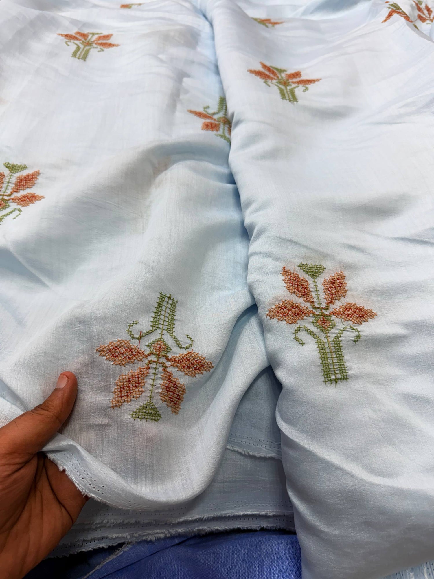 Most Premium Pure Muslin Cotton FABRIC With Fine Embroidery (Big WIDTH!!)