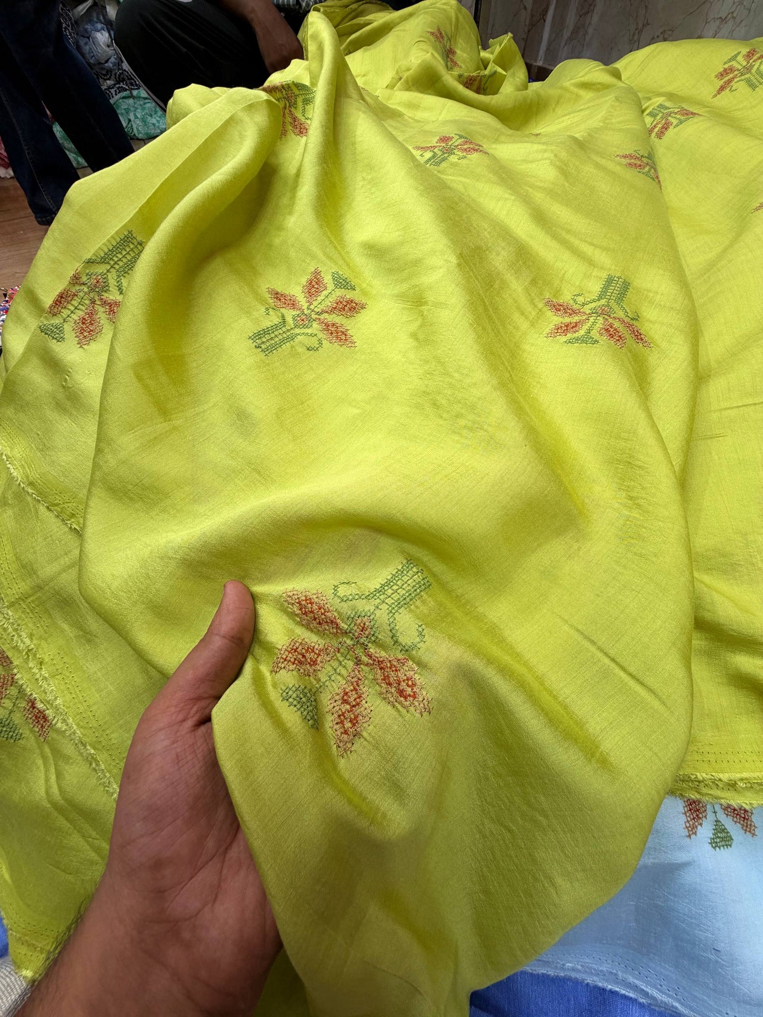 Most Premium Pure Muslin Cotton FABRIC With Fine Embroidery (Big WIDTH!!)