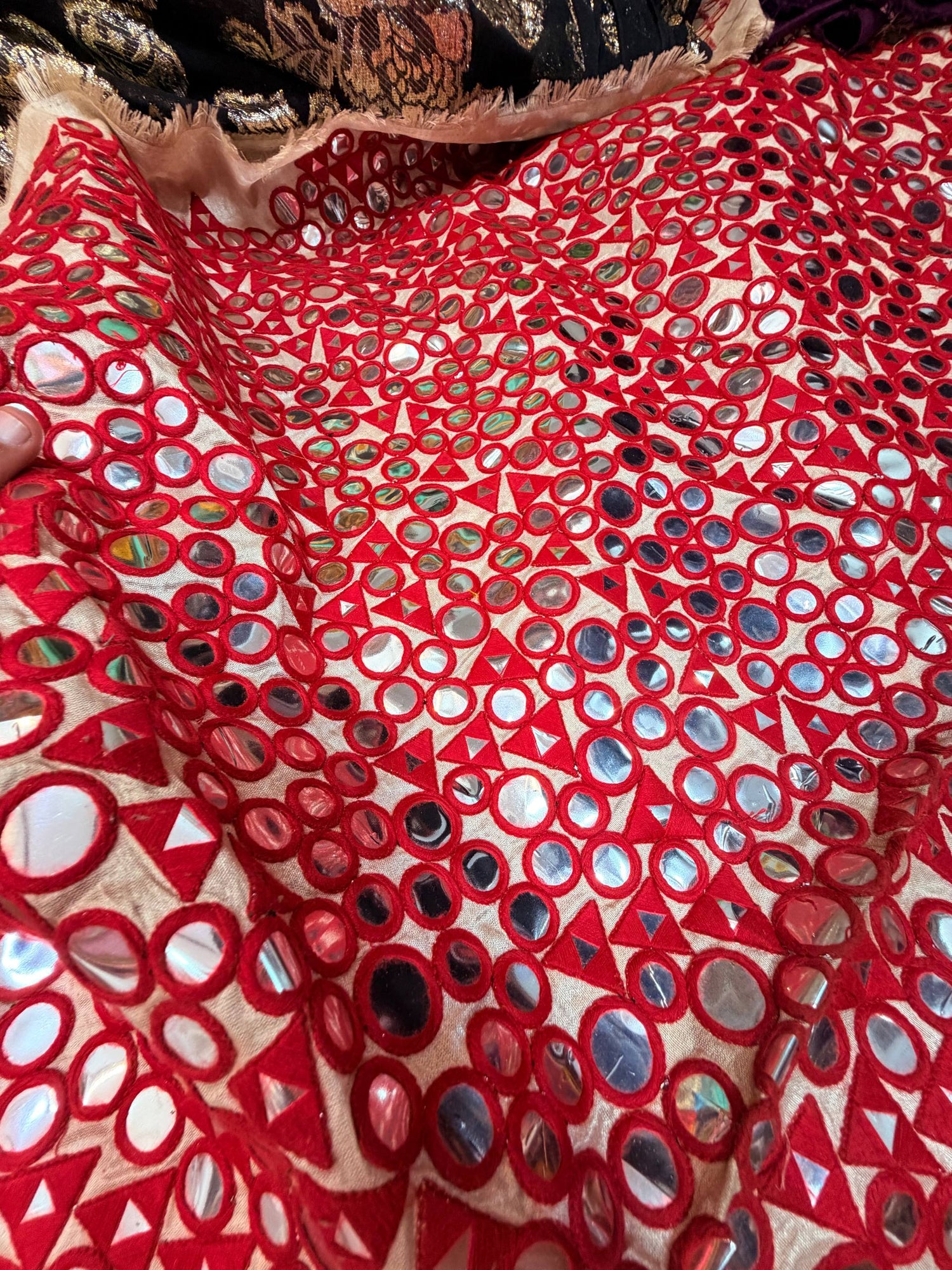 Most Premium Mirror Work On Silk FABRIC