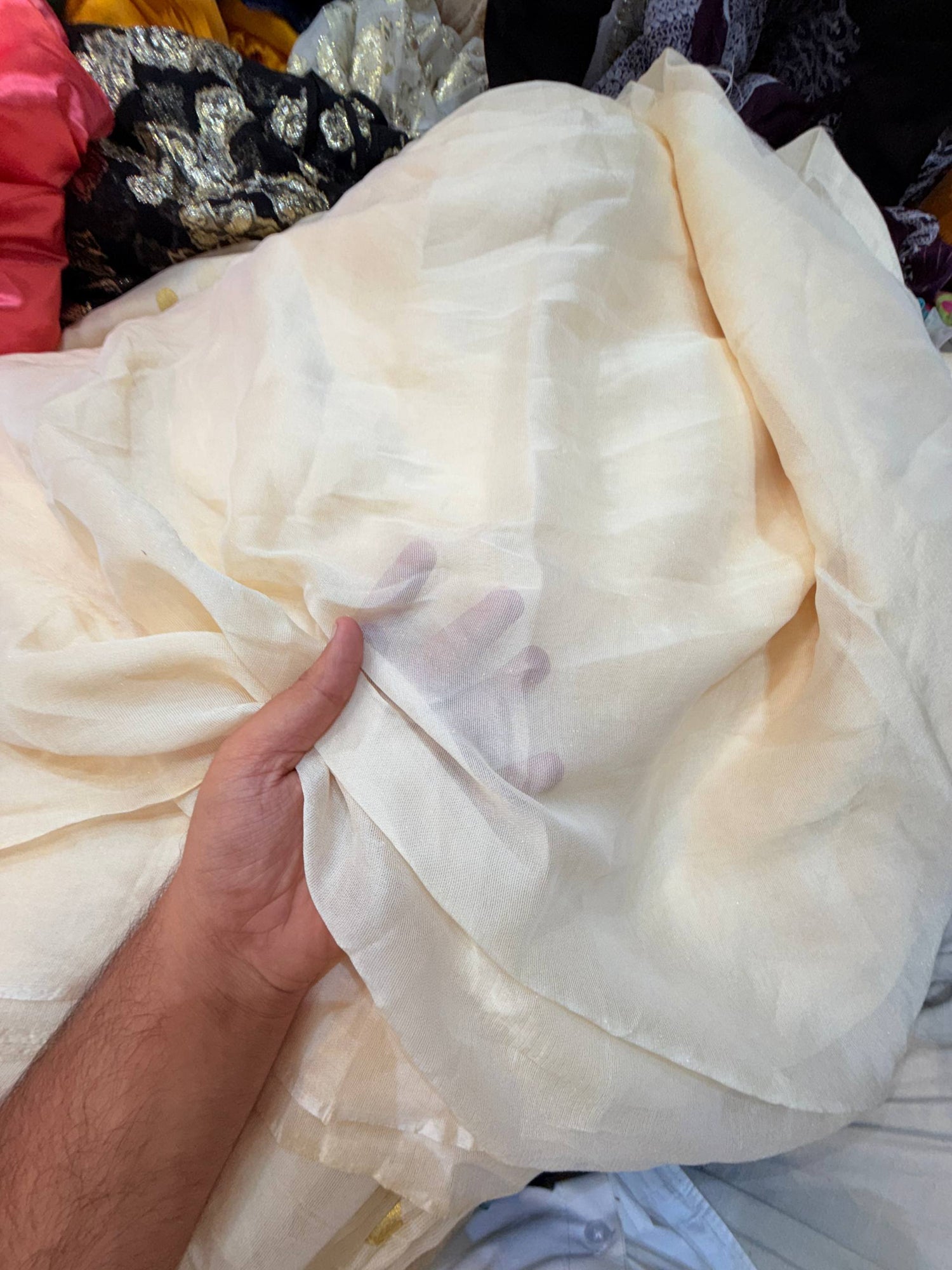 Most Premium Pure Georgette Silk Zari FABRIC (Big WIDTH!!) (Dyeable Also)