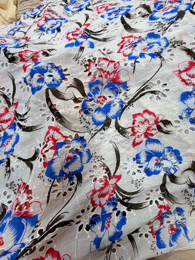 (SALE Prices) Most Premium Pure Cotton Hakuba Chikankari Fabric (Big WIDTH!!)