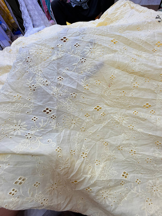 (SALE Prices) Most Premium Pure Cotton Hakuba Chikankari Fabric (Big WIDTH!!)