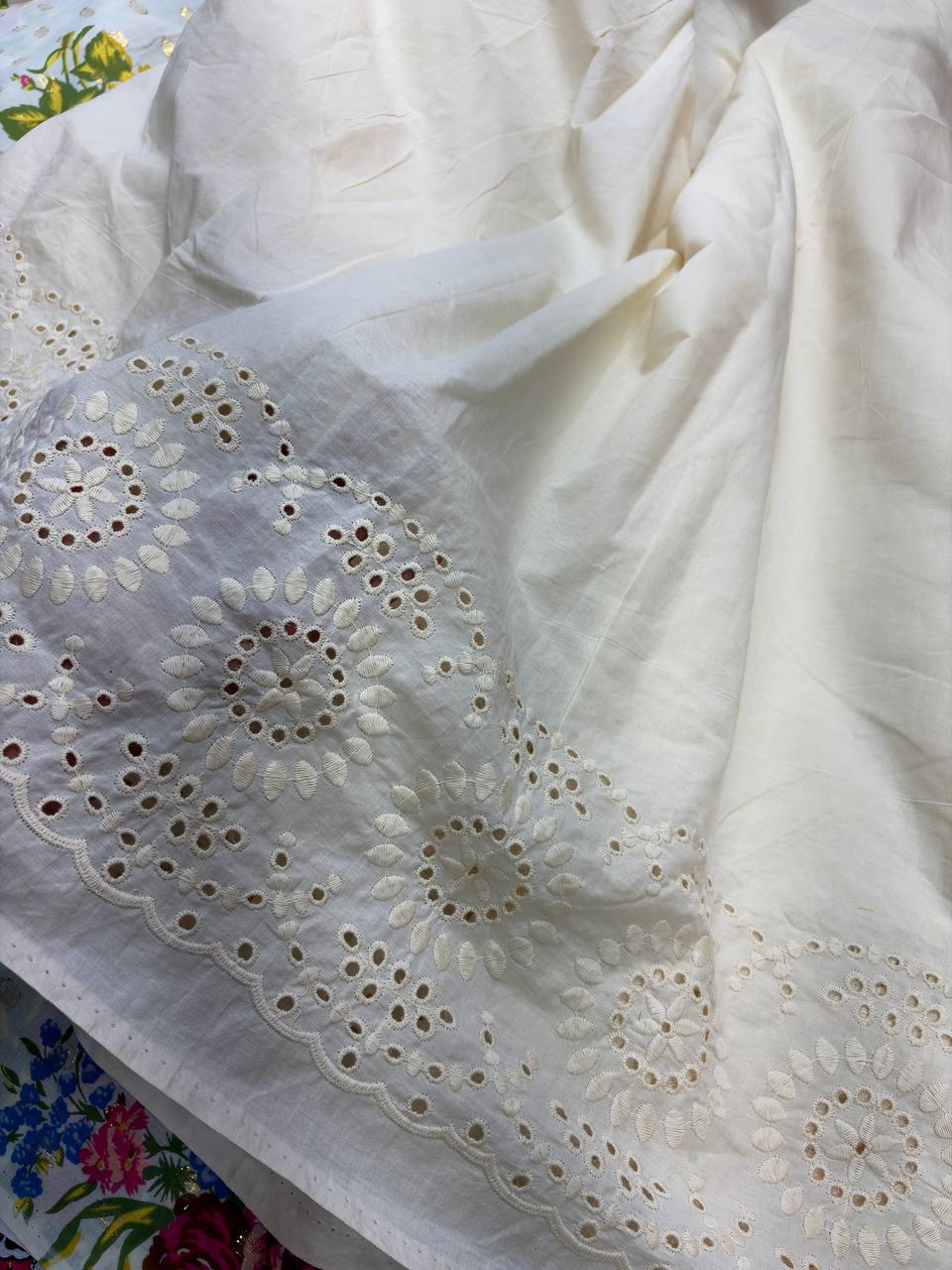 (SALE Prices) Most Premium Border Chikankari FABRICS Dyeable Also (Big WIDTH!!)