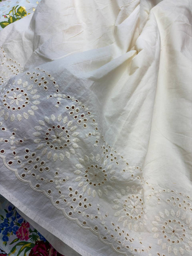 (SALE Prices) Most Premium Border Chikankari FABRICS Dyeable Also (Big WIDTH!!)