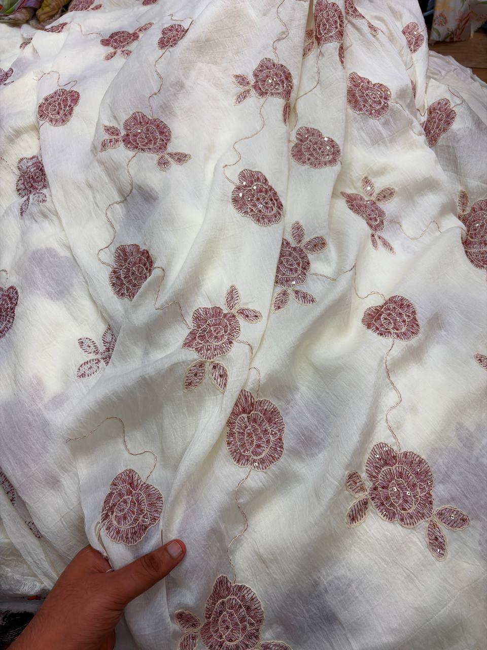 (SALE Prices) Most Premium Pure Muslin Cotton FABRIC With Fine Embroidery (Big WIDTH!!)