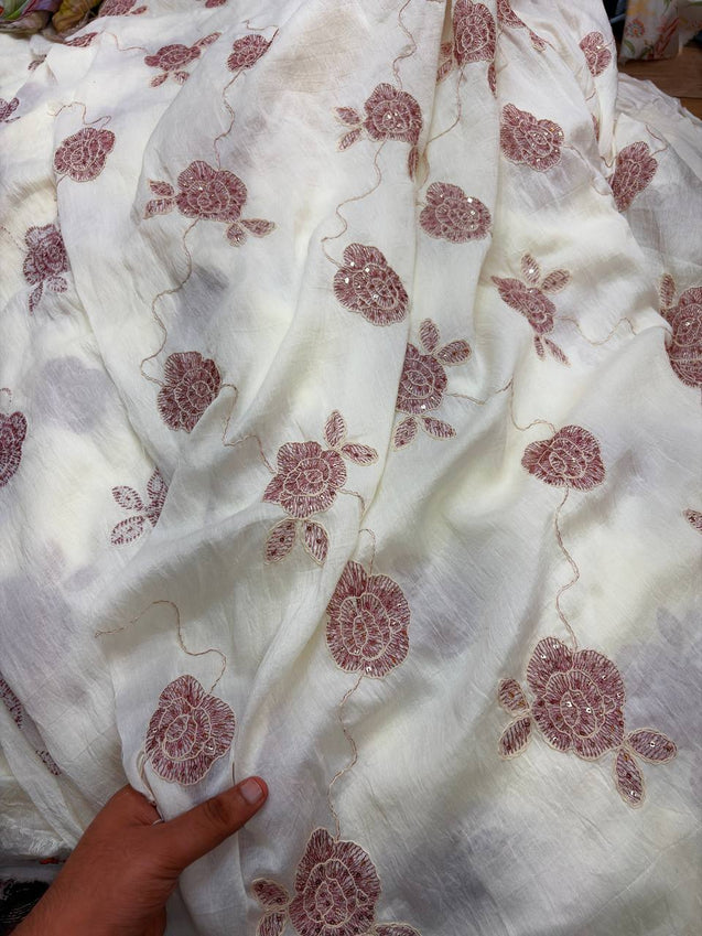 (SALE Prices) Most Premium Pure Muslin Cotton FABRIC With Fine Embroidery (Big WIDTH!!)