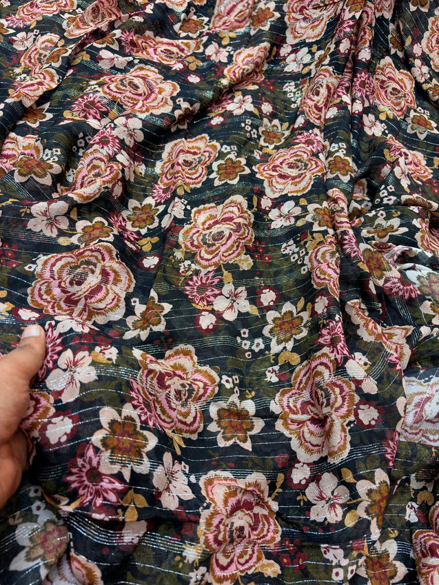 (SALE Prices) Most Premium Fine Zari Weaving On Pure Georgette FABRIC
