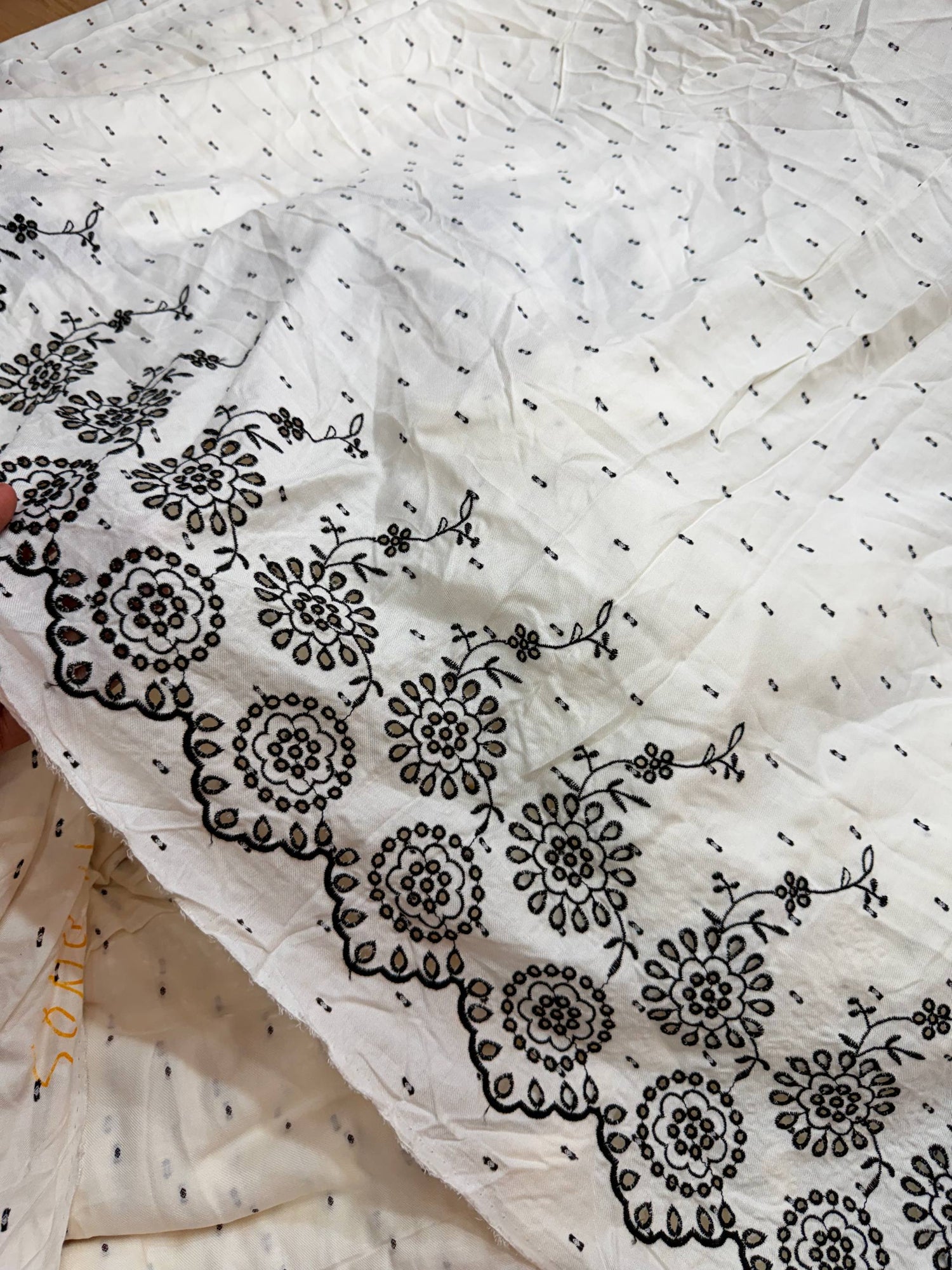 Most Premium Pure Dobby Cotton Hakuba Chikankari Fabric (Big WIDTH!!)