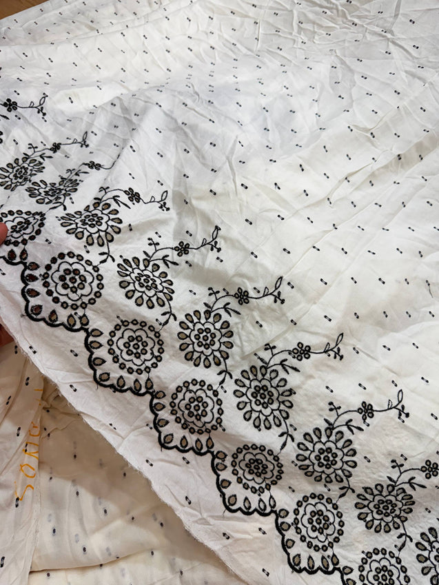 Most Premium Pure Dobby Cotton Hakuba Chikankari Fabric (Big WIDTH!!)